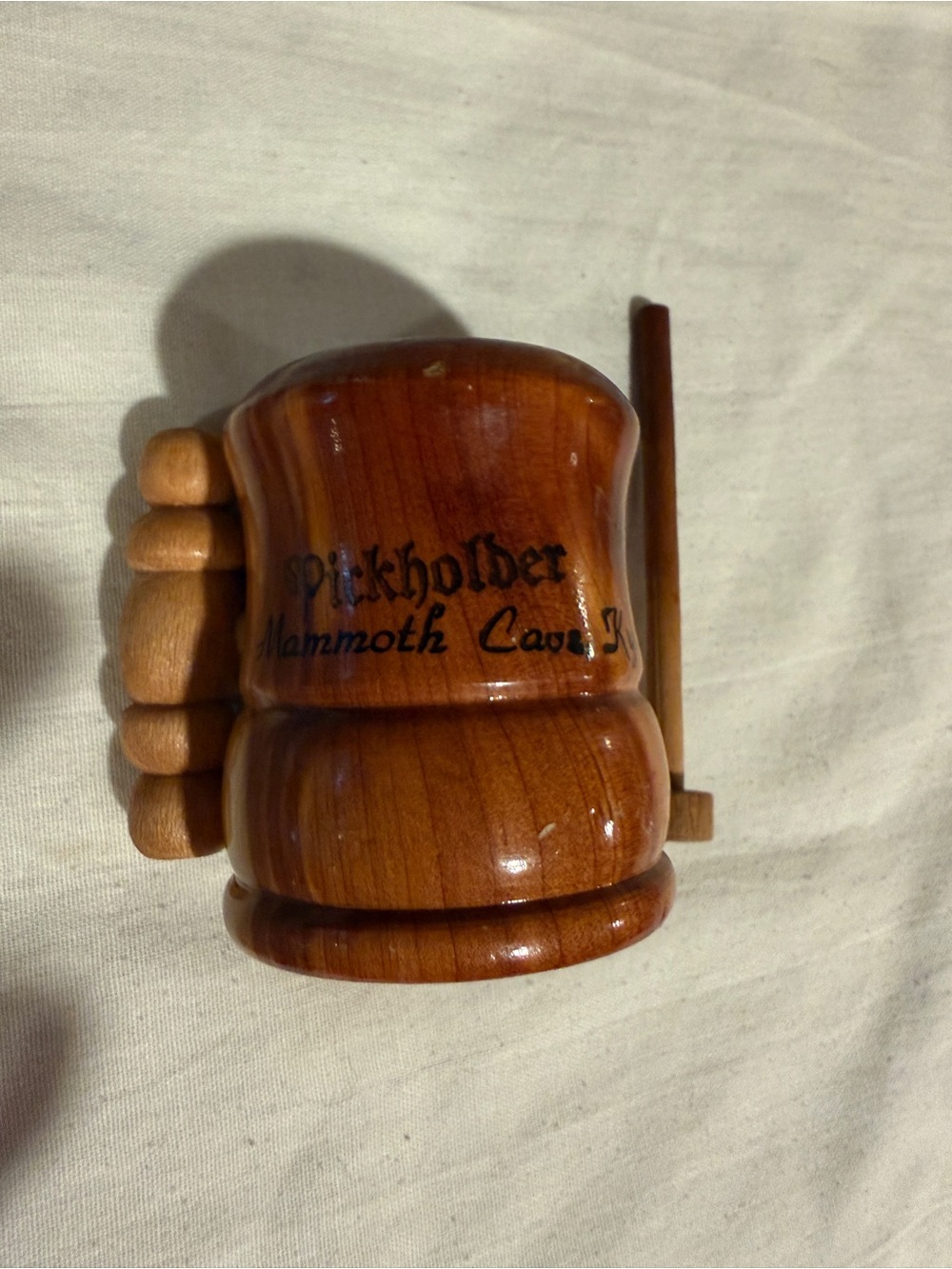 Vintage Pickholder Mammoth Cave KY Wooden Toothpick Holder Souvenir